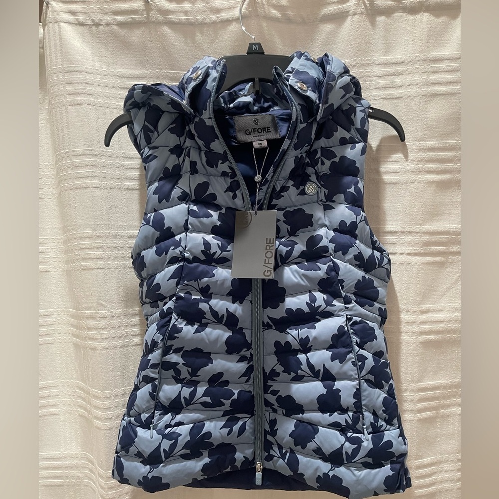 G/FORE Puffer Vest Insulated golf vest Floral hiking vest winter vest blue XS